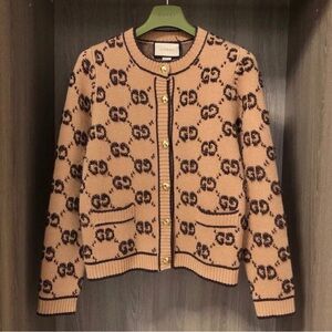Gucci Tan and Black Patterned Cardigan